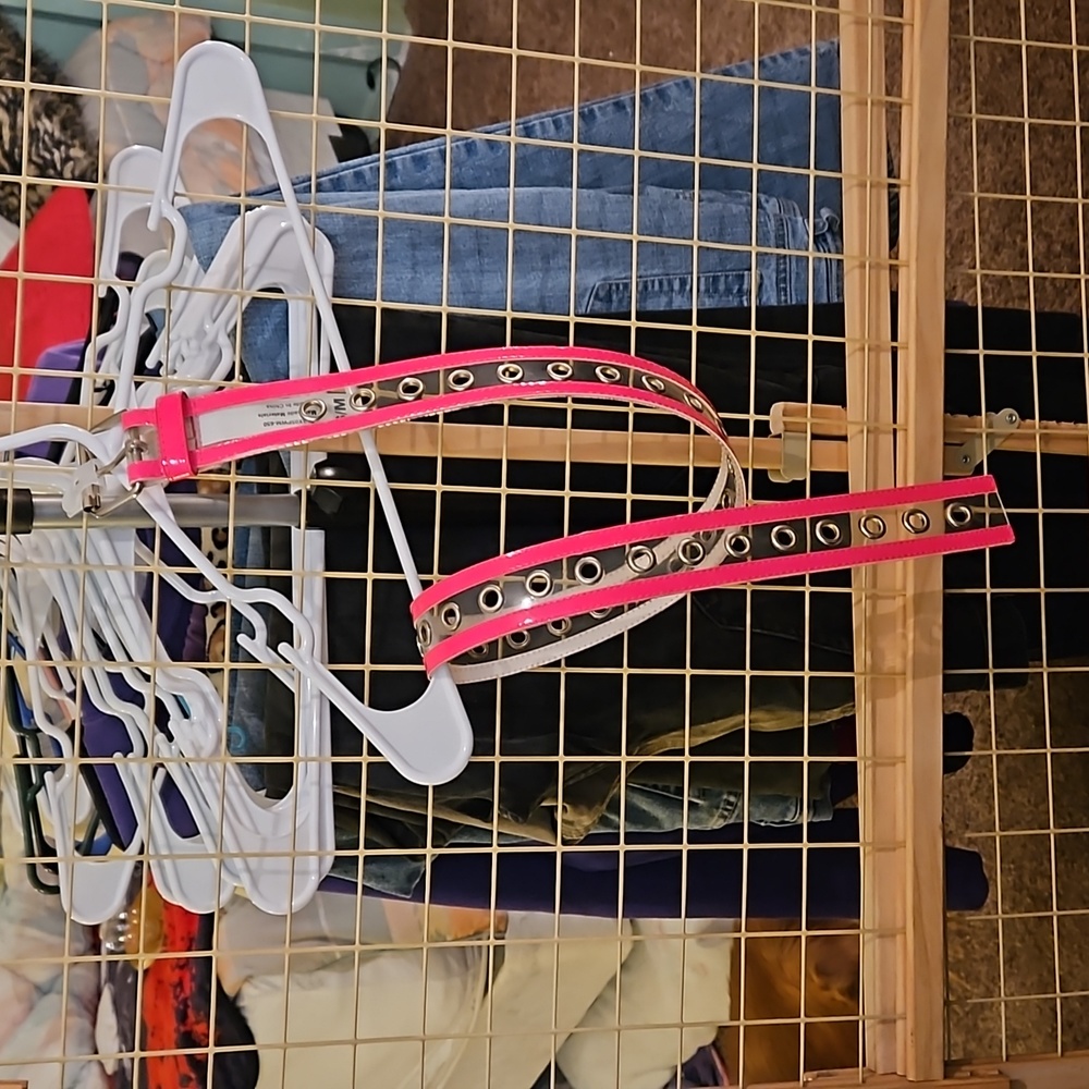 NEW women's belt from Wendy's closet PINK and CLEAR  size small/medium